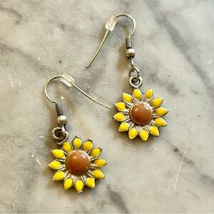 Vintage Lucky Brand Sunflower Dangle Earrings